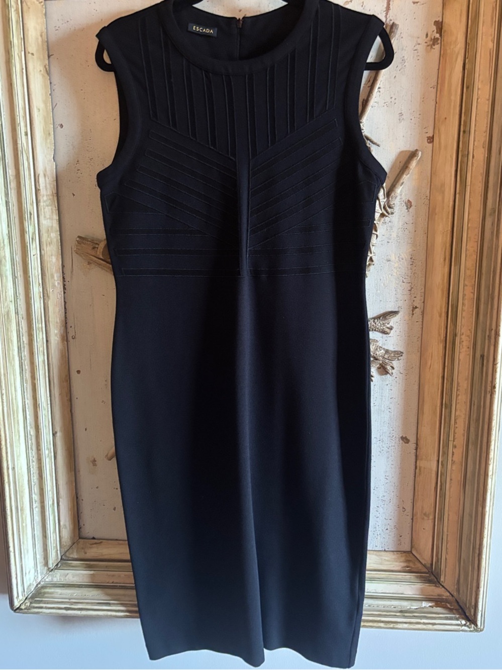 Escada Structured Black Sleeveless Sheath Dress